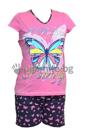   Дамска пижама, къс ръкав, къси панталони Пеперуда 153